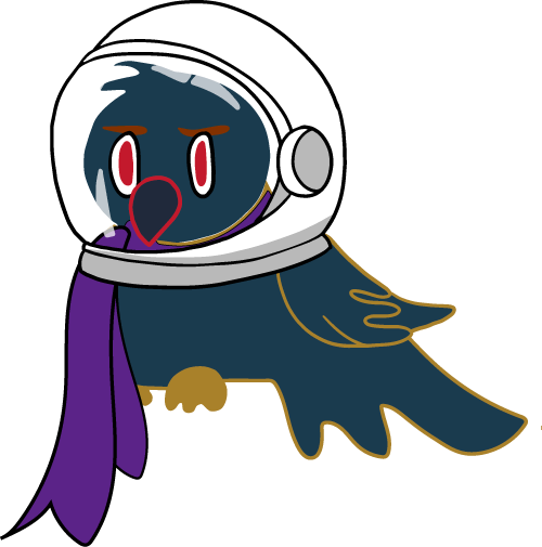 Cute blue crow illustration with space helmet on